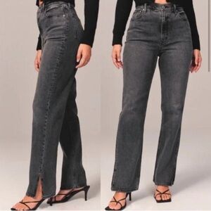 Abercrombie and Fitch 90s Straight Ultra High Rise slit Leg 26L